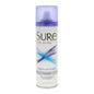 Sure Anti-Perspirant Deodorant aerosol spray in regular scent, 6 oz, with a white can and blue cap.