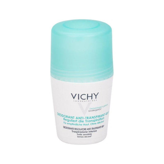Vichy 48 Hour Roll-On Anti-Perspirant Deodorant by Pasteur Pharmacy, 50ml bottle showing the product label and applicator.