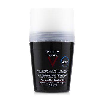 Vichy Homme 48 Hour Roll-On Deodorant for Sensitive Skin in 50 ml bottle, gentle and effective men's deodorant from Pasteur Pharmacy