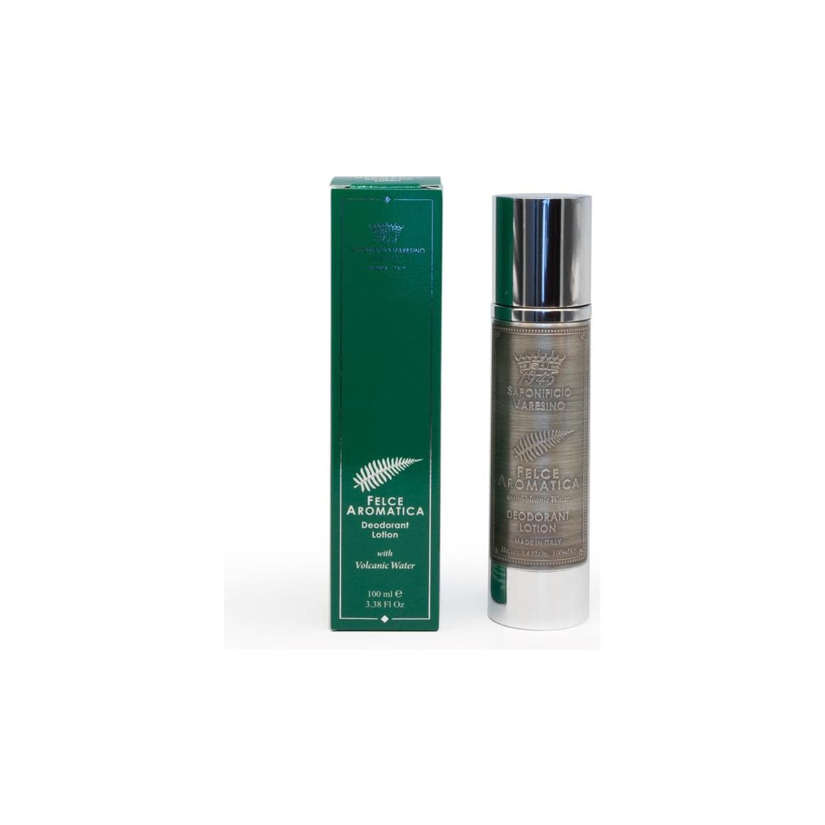 Saponificio Varesino deodorant lotion from Pasteur Pharmacy's 70th anniversary collection, 100ml bottle with elegant packaging.