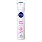 Nivea Fresh Flower deodorant spray in 150ml bottle with floral label, long-lasting freshness for 48 hours.