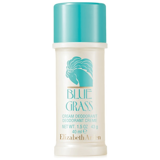 Elizabeth Arden Blue Grass deodorant stick cream in 1.5 oz container, featuring a floral fragrance and smooth application.