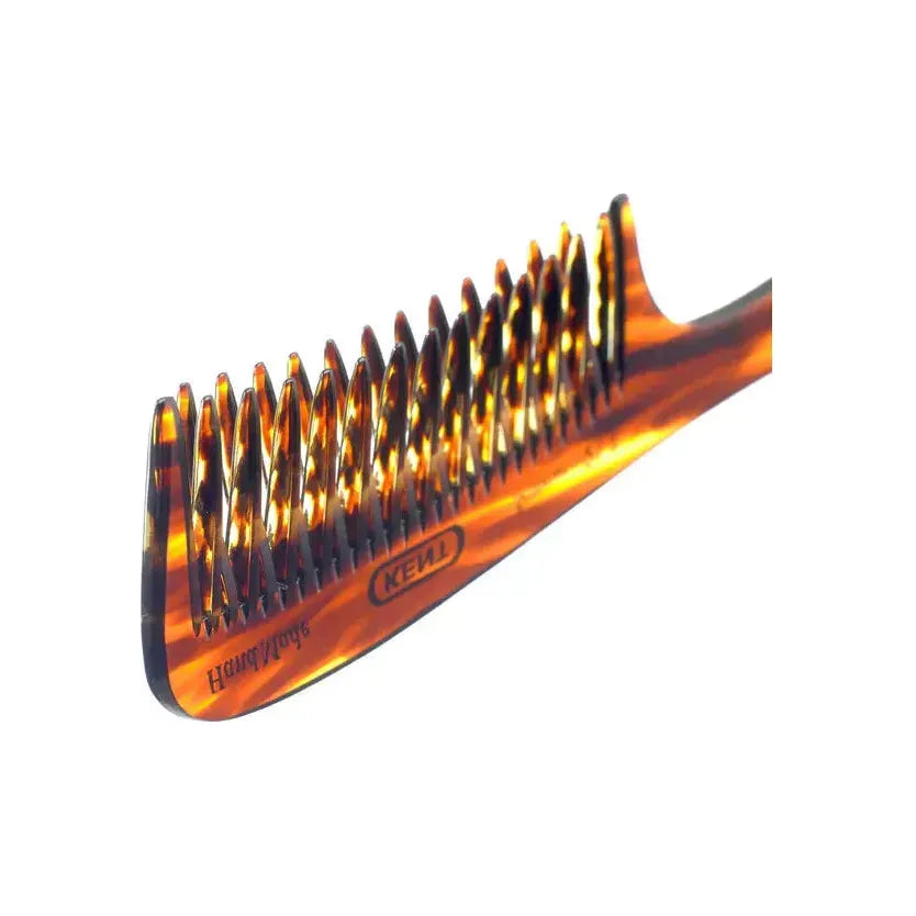 Kent 21T handmade curved double-row detangling comb from Pasteur Pharmacy, 7.5 inches long, lightweight plastic hair care tool