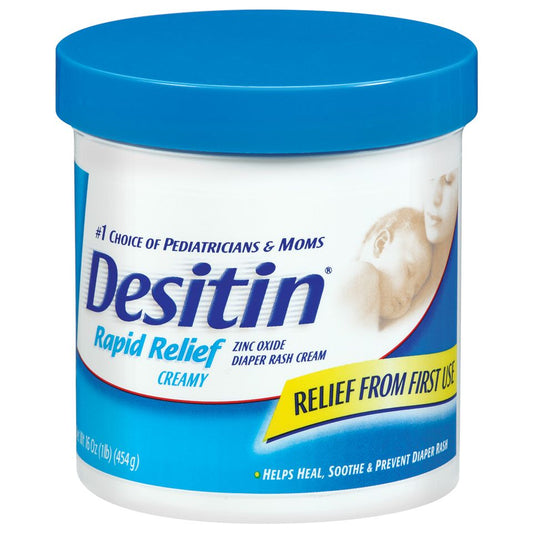 Desitin Daily Defense Baby Diaper Rash Cream with Zinc Oxide in a 16oz tube, designed for diaper rash treatment.