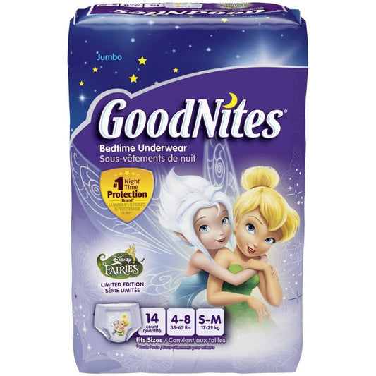 GoodNites Disney Princess Moana girls' nighttime underwear in small/medium size, featuring colorful Moana design on soft diaper fabric.