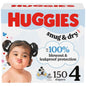 Huggies Size 4 baby diapers in a pack, featuring soft, absorbent material and colorful packaging from Pasteur Pharmacy.