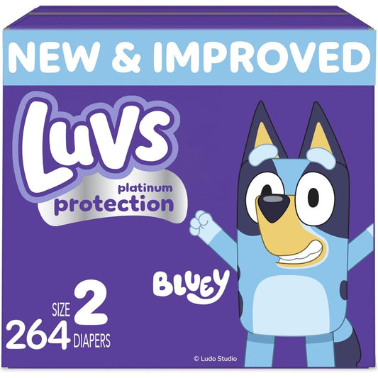 Luvs Pro Level Leak Protection Diapers Size 2 for babies, 264-count pack, soft and absorbent diaper product.