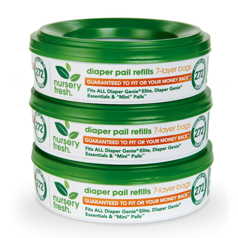 Munchkin Nursery Fresh diaper pail refills, 3-pack for odor control, compatible with diaper disposal system, by Pasteur Pharmacy