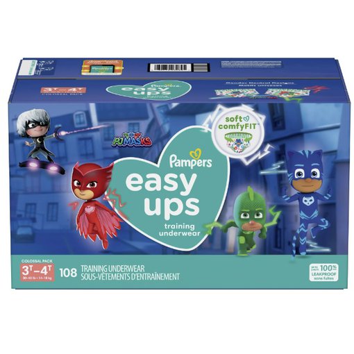 Pampers Easy Ups training underwear for boys, size 5, in blue with cartoon print, designed for toddler potty training.