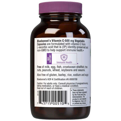 Blue Bonnet C-500 dietary supplement capsules in 90 vegetable capsules by Pasteur Pharmacy, shown in blister pack.