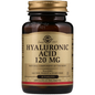 Solgar Hyaluronic Acid Tablets 120 mg dietary supplement bottle with 30 tablets, designed to support skin hydration and joint health.