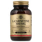 Solgar L-Carnitine 500mg dietary supplement tablets in bottle, used to support energy and metabolism.