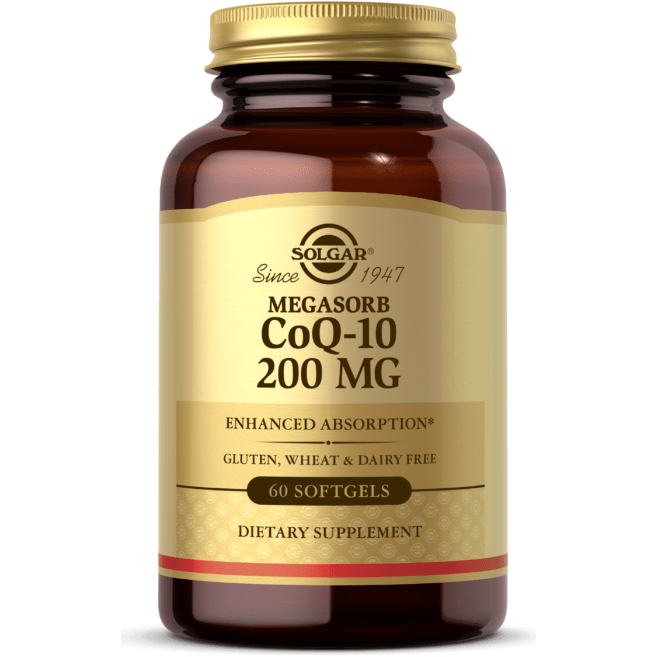 Solgar Megasorb CoQ-10 200 mg dietary supplement softgels, 60-count bottle, natural supplement for energy support