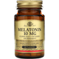 Solgar Melatonin 10mg dietary supplement in a bottle of 60 tablets, used to support sleep and relaxation.