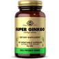 Solgar Super Ginkgo dietary supplement in 120 vegetable capsules, featuring natural ginkgo extract for cognitive support.