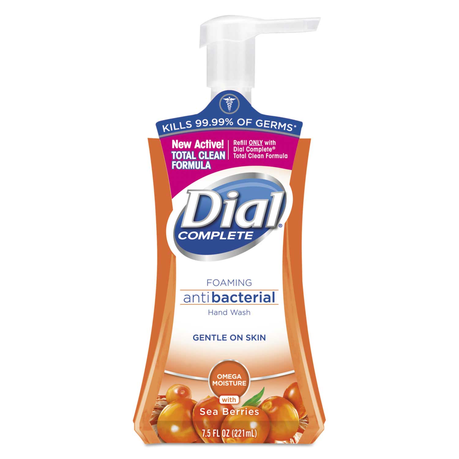 Dial Complete Sea Berries antibacterial foaming hand wash in 7.5 oz pump bottle, with Omega moisture, from Pasteur Pharmacy.