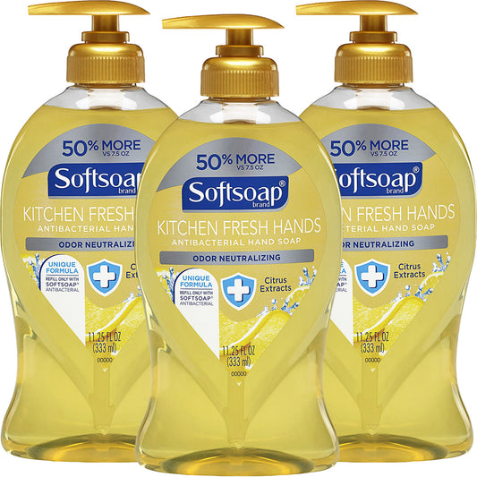 Softsoap Antibacterial Hand Soap Pump for kitchen, 11.25 fl oz, featuring fresh scent and antibacterial formula from Pasteur Pharmacy.