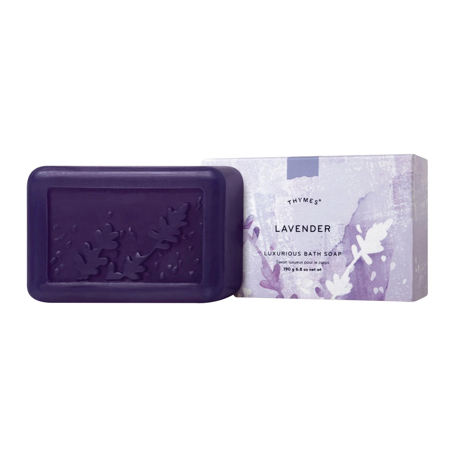 Pasteur Pharmacy The Thymes Lavender soap bar, 6.8 oz, featuring a soothing lavender scent and natural skincare ingredients.