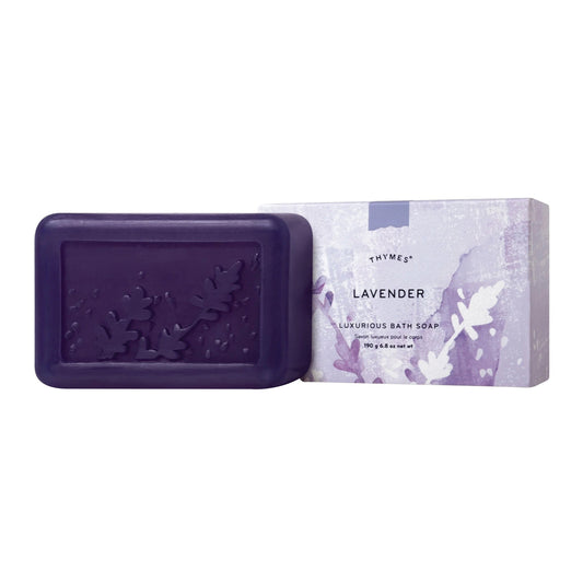 Pasteur Pharmacy The Thymes Lavender soap bar, 6.8 oz, featuring a soothing lavender scent and natural skincare ingredients.
