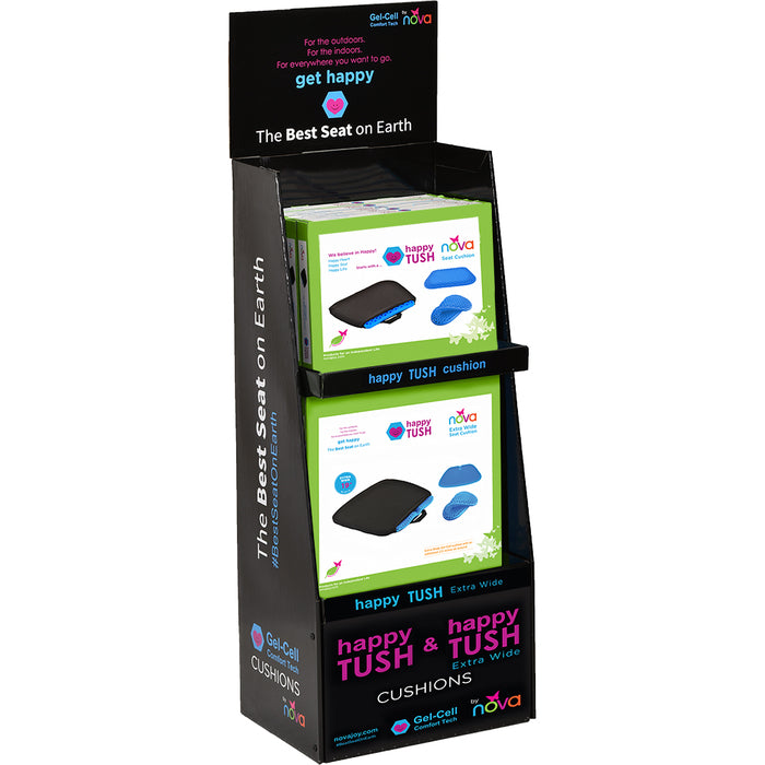 Set of 10 Happy Tush DL display boards by Pasteur Pharmacy, showcasing product information on clean, professional display boards.
