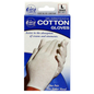 Pair of large Cara dermatological cotton gloves by Pasteur Pharmacy, disposable gloves for sensitive skin, shown laid flat.