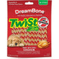 DreamBone Twist Sticks dog treats by Pasteur Pharmacy, rawhide-free chews for dogs, showing the twisted treat sticks in packaging.