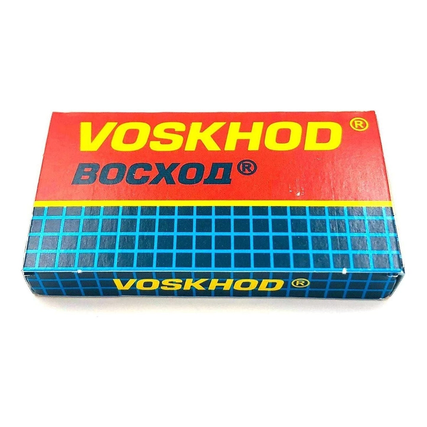 Voskhod Teflon-coated double edge razor blades, 20 packs of 5 blades each, designed for smooth, durable shaving performance.