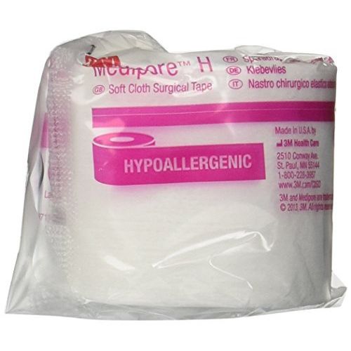 White 3M Micropore surgical paper tape, 3" x 10 yards, used for medical and eyelid taping, featuring breathable, lightweight material.