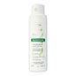 Klorane dry shampoo with oat milk in a 1.7 oz spray bottle, designed for freshening hair and absorbing excess oil.