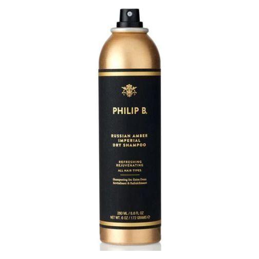 Philip B. Russian Amber Imperial Dry Shampoo in 8.8 oz bottle, featuring a sleek design, perfect for refreshing hair.