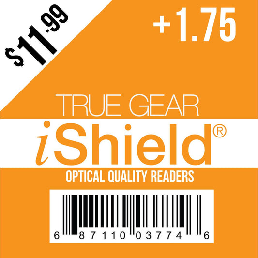 True Gear™ iShield Safety Reading Glasses +1.75 diopter for e-book reading, featuring durable safety design in a sleek style.