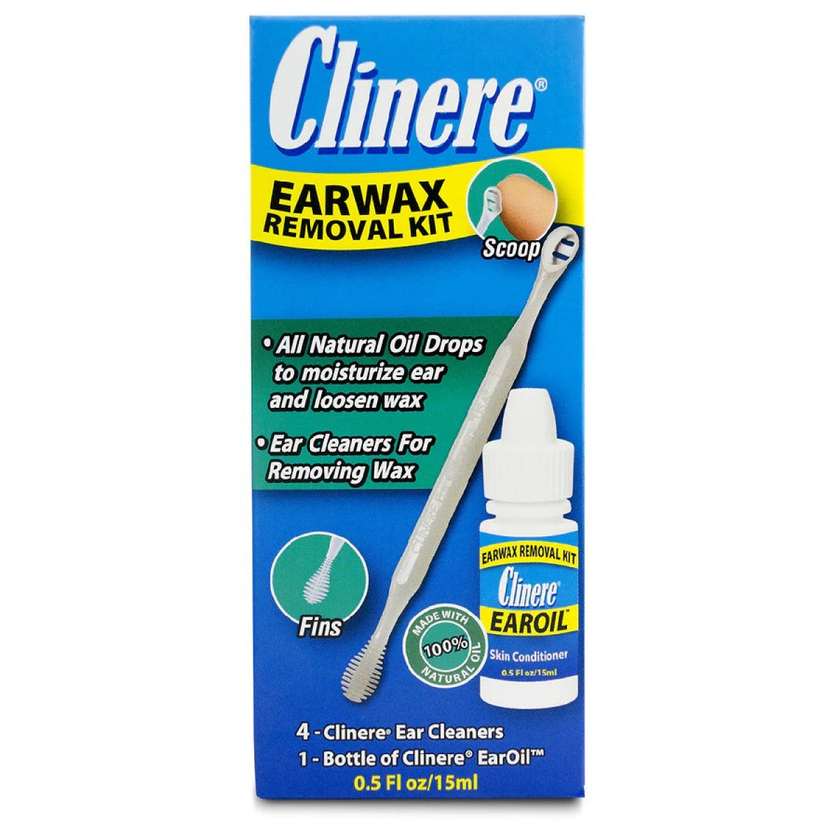 Clinere Ear Wax Cleaning Kit for ear care by Pasteur Pharmacy, featuring tools for safe ear wax removal and cleaning.