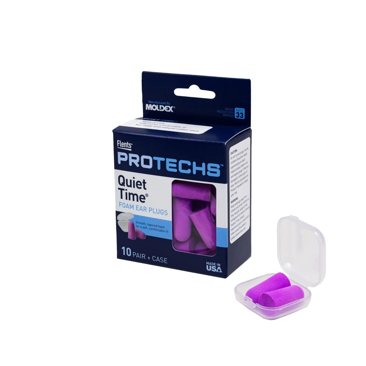 Pair of Flents Quiet Time Comfort Foam Ear Plugs from Pasteur Pharmacy, showing soft foam tips for ear protection and noise reduction.