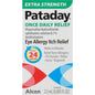 Ear care product featuring Pataday Alcon eye allergy itch relief in a 2.5ml container, designed for allergy symptom relief.