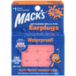 Mack's Pillow Soft Silicone Earplugs for Kids, waterproof orange earplugs in a pack of 6, designed to block water and noise.