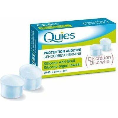 Discreet Quies Protection Auditive Earplugs by Pasteur Pharmacy, three pairs of soft, noise-reducing earplugs for hearing protection.
