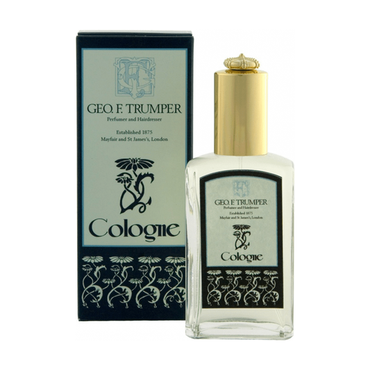 Geo. F. Trumper Eau de Cologne 50ml bottle, classic fragrance with elegant packaging, ideal for men’s grooming.