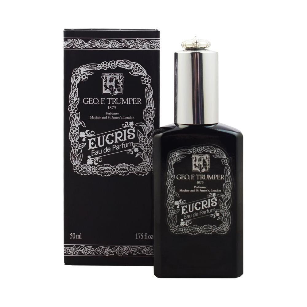 Geo. F. Trumper Eucris Eau de Parfum 50ml bottle, elegant glass container with label, showcasing the classic fragrance design