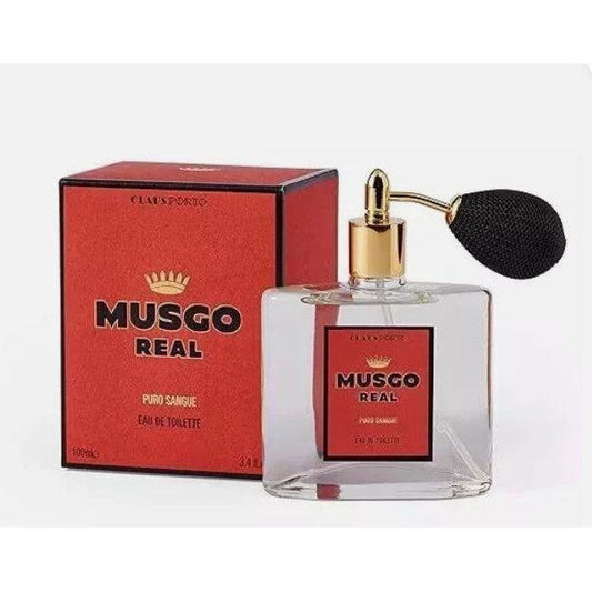 Claus Porto Musgo Real Puro Sangue Eau de Toilette 100ml bottle with elegant packaging, showcasing the classic fragrance design.