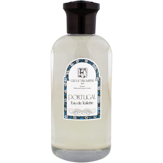 Geo F Trumper Portugal Eau de Toilette 200 ml bottle with elegant label and cap, showcasing a classic men's fragrance.