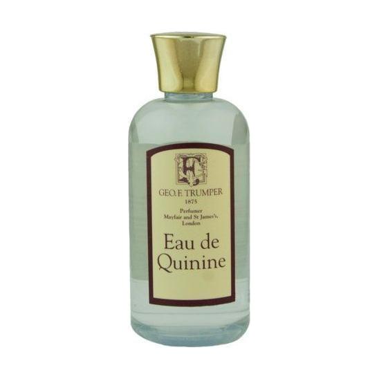 Geo. F. Trumper Quinine Eau de Toilette 100 ml bottle, elegant glass container with label, display of the men's fragrance.