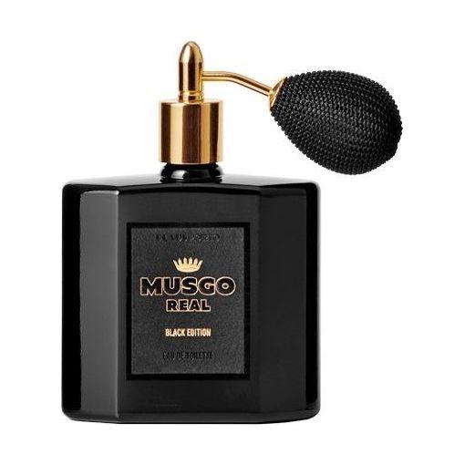 Claus Porto Musgo Real Black Edition Eau de Toilette Spray 3.38 oz featuring sleek black bottle and elegant design.