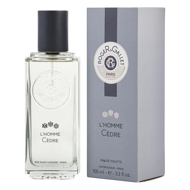 Roger & Gallet L'Homme Cedre Eau De Toilette Spray 3.3oz, masculine fragrance bottle with cedar scent and sleek packaging.
