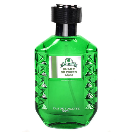 Stirling Soap Co. Sharp Dressed Man Eau de Toilette 50ml bottle with sleek packaging, showcasing the masculine fragrance.