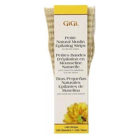 Gigi Petite Natural Muslin Epilating Strips by Pasteur Pharmacy, 0.75 x 4.5 inches, 100 strips for hair removal.