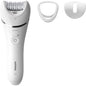 Philips Series 8000 Wet & Dry Epilator with multiple attachments for hair removal, waterproof design for use in or out of the shower.