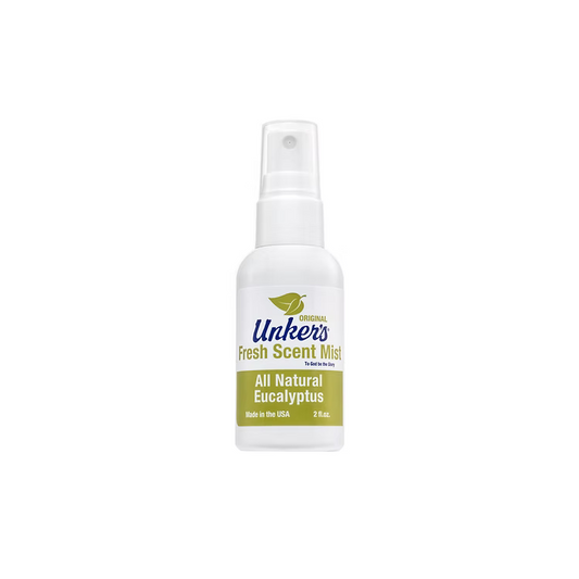 Unker's Original Fresh Scent Eucalyptus Mist natural therapeutic spray in 2 oz bottle from Pasteur Pharmacy