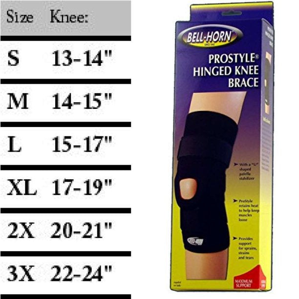 Bell Horn Prostyle hinged knee support, XXXL size, designed for exercise and fitness, provides stability and knee protection.
