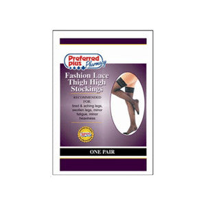 Scott Specialties Loving Comfort thigh-high stockings in beige, large size, designed for exercise and fitness, shown in the image.
