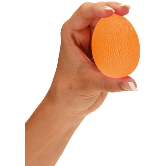 Orange Nova Hand Squeeze Egg exercise and fitness equipment manual by Pasteur Pharmacy, showing the compact, textured grip device.